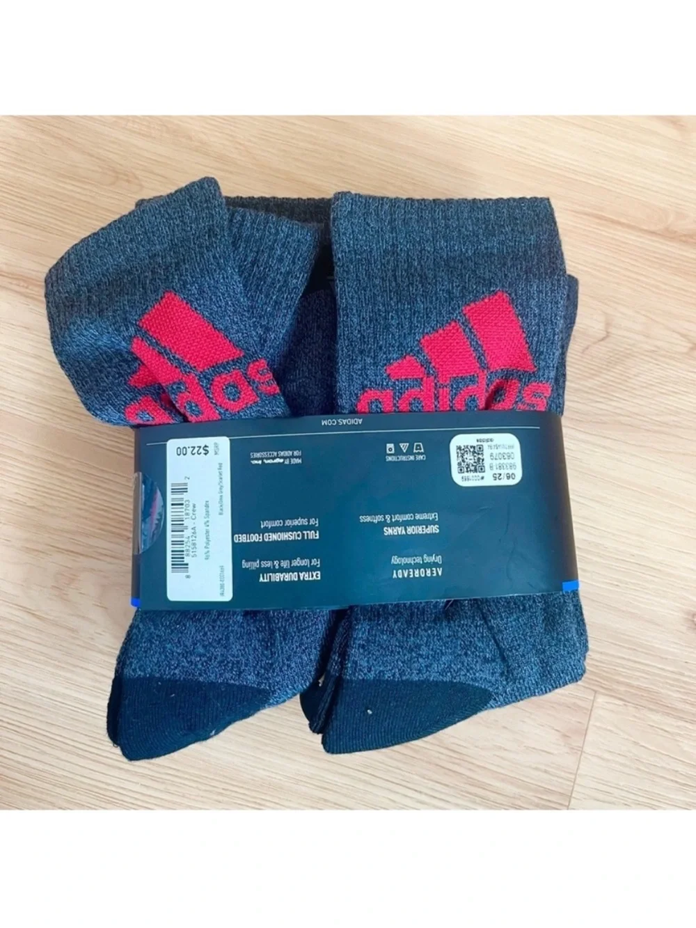 ADIDAS Mens Socks Crew Aeroready Cushioned Everyday 6 Pair Shoe Size 6-12